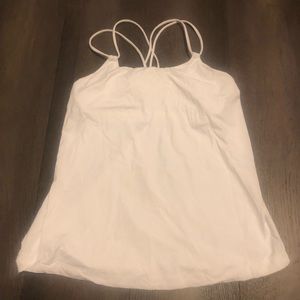 Lululemon white dry-fit tank w open, strapped back.  Sz 8